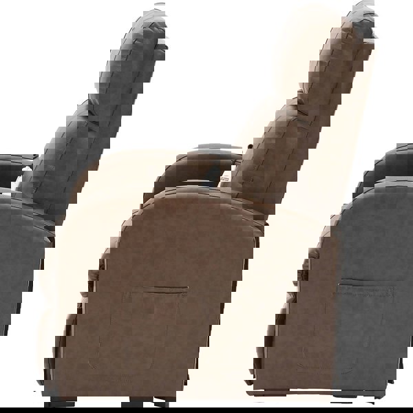 Single Motor Rise and Recline Lounge Chair - Nutmeg PU Leather Material Loops