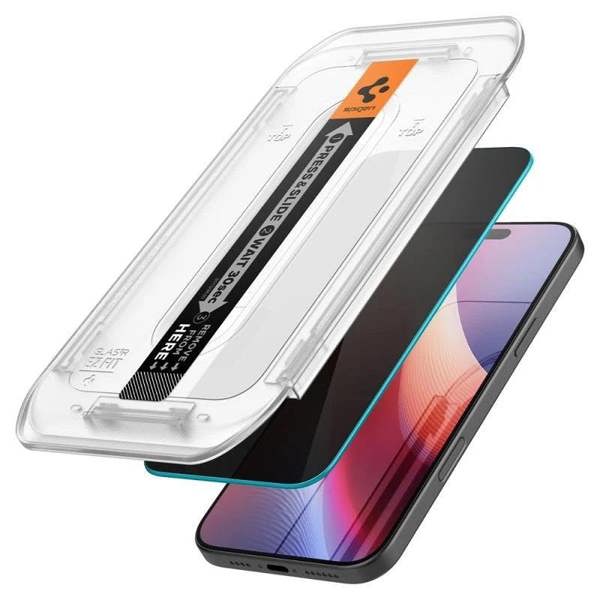 Spigen Glastr EZ Fit Privacy Film Screen Protector 2 Pack for iPhone 16 Pro 6.3" - AGL07929