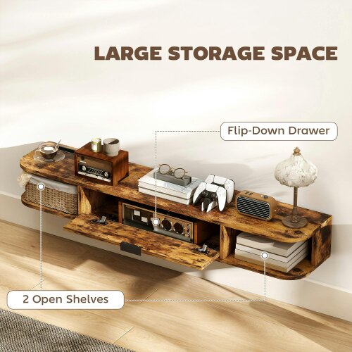 Wyld Haus Avamoro 120cm Rustic Brown Floating TV Unit For Screens Up To 50 Inches