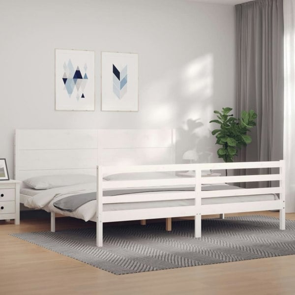 Berkfield Bed Frame with Headboard White 200x200 cm Solid Wood
