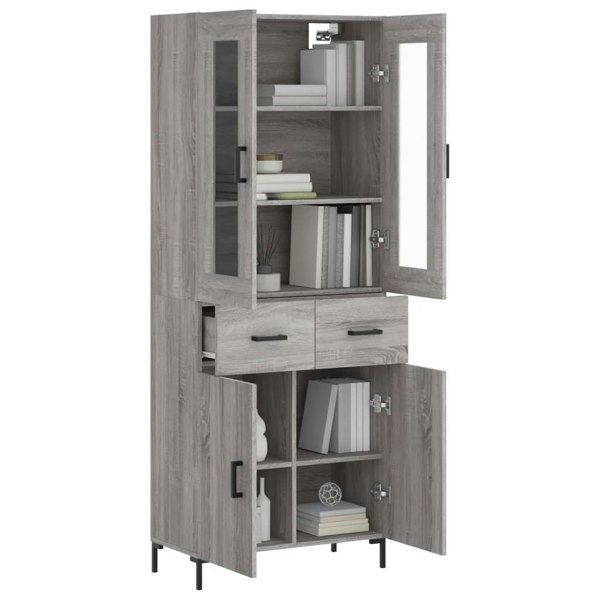 Berkfield Highboard Grey Sonoma 69.5x34x180 cm Engineered Wood