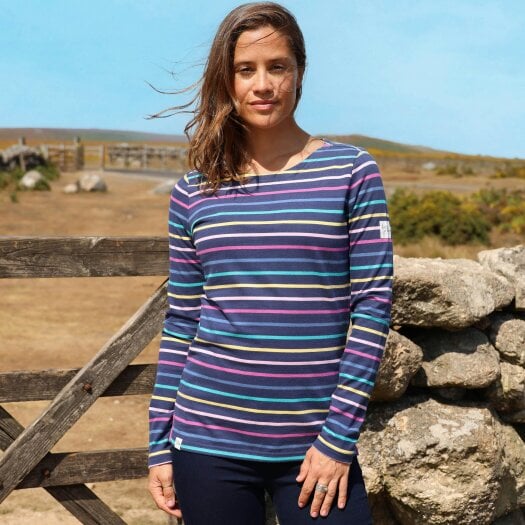 Lazy Jacks LJ97M - Long Sleeve Striped Breton - Twilight Colours