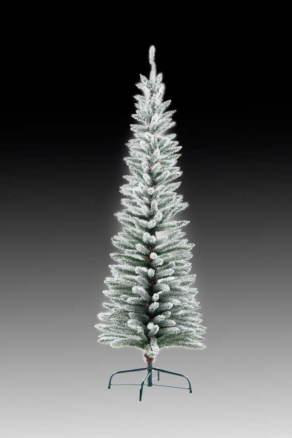 4ft to 8ft Slim Pencil Snow Flocked Artificial Christmas Trees with Metal Stand image 3