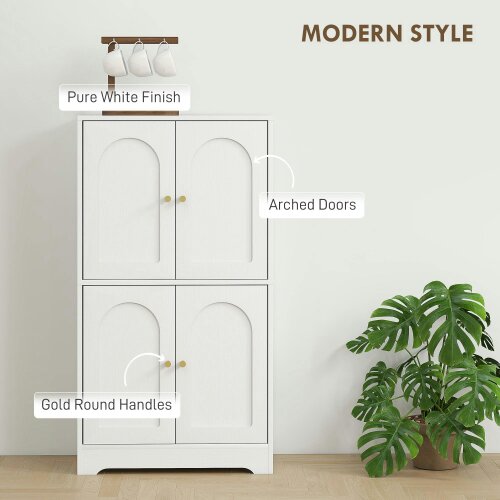Wyld Haus Suzino 110cm Wooden White 4 Door Kitchen Storage Cabinet With Adjustable Shelves
