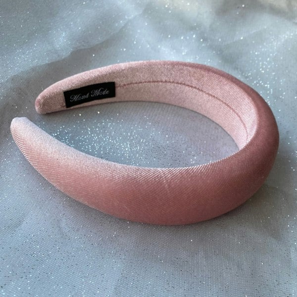 padded headband velvet pink hand made