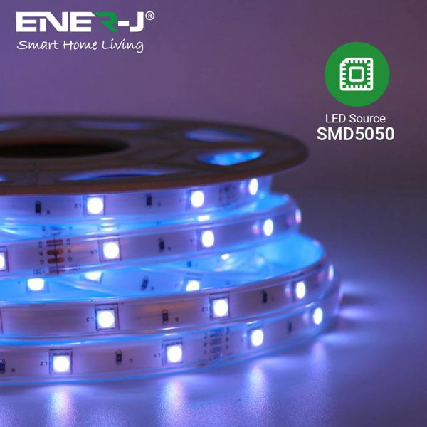 ENER-J 20 Meter Solar LED Strips with Silicon cover, IP65, 6V 12W Solar Panel with 12000 mAh battery, Remote Included. RGB