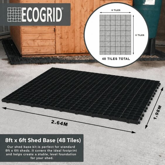 EcoGrid Shed Base Kits - Garden Shed Base with Weed Membrane - 8ft x 6ft