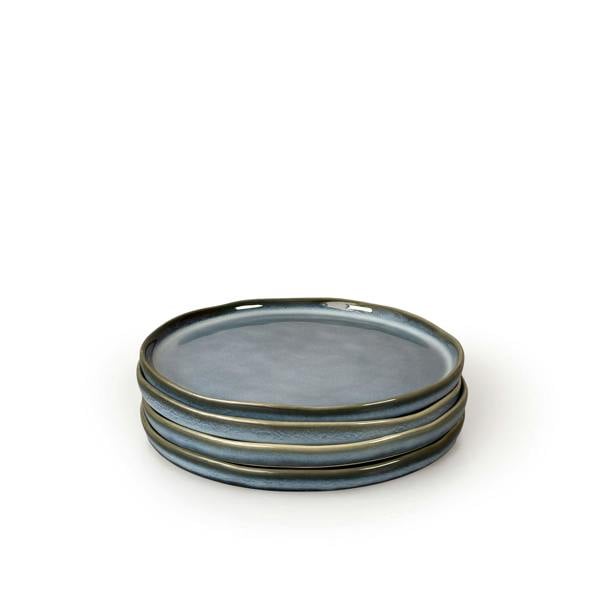 Scandi Home Oslo Ceramic Side Plates, Set of 4, 20cm, Blue Reactive Glaze