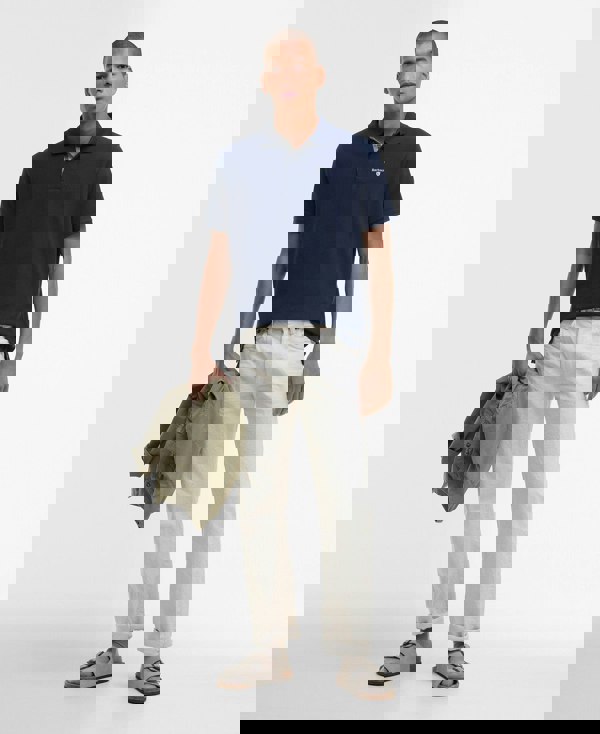 BARBOUR Tartan Pique Polo Shirt - Navy Blue