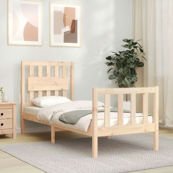 Berkfield Bed Frame with Headboard Small Single Solid Wood