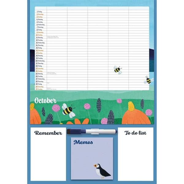 Unbranded Ailsa Black, By the Sea A3 Family Organiser 2027, Family Planners, Month To View, Animals, Gift