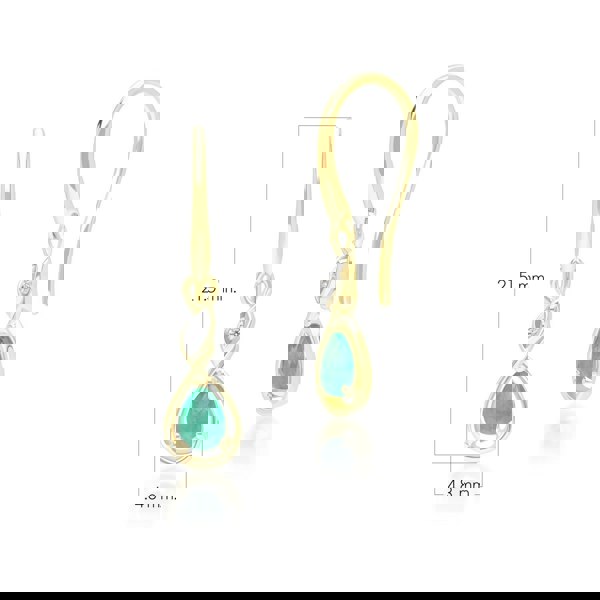 Gemondo Classic Pear Emerald & Diamond Drop Earrings In 9ct Yellow Gold