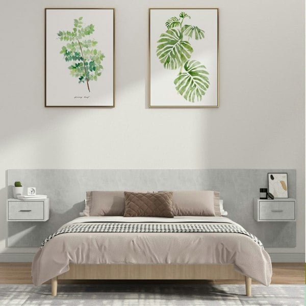 Berkfield Bed Headboard with Cabinets Concrete Grey Engineered Wood