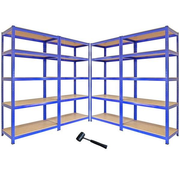 Monster Racking T-Rax Metal Storage Shelves - Blue 90cm W, 45cm D, Set of 4