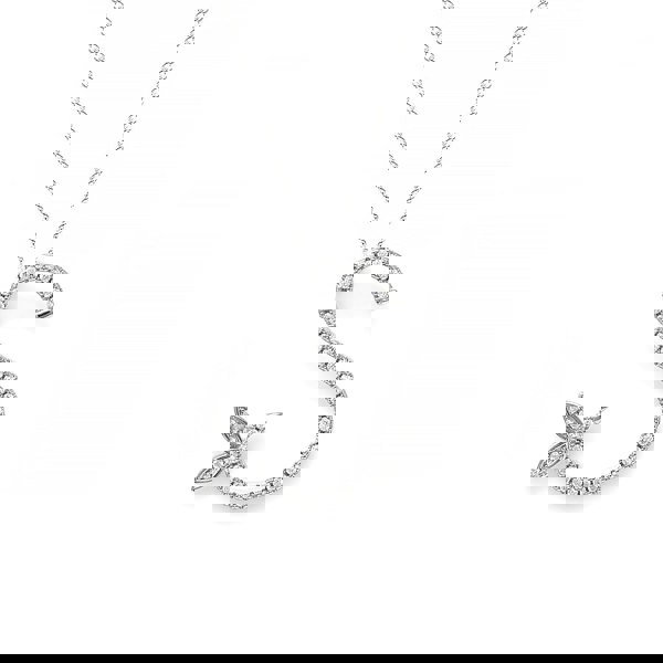 Say It With 1 Inch Winged Full CZ Stones Initial Necklace - Sterling Silver