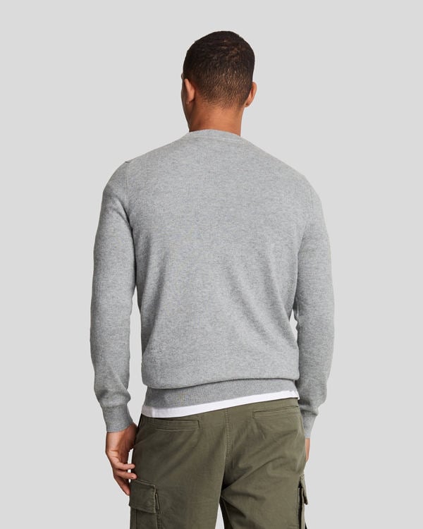 Lyle & Scott Cotton Merino Mid Marl Pull-over Jumper - Grey