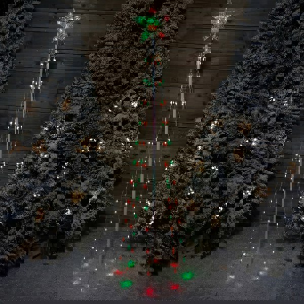 Samuel Alexander 150cm (5ft) White Metal Maypole Tree with 106 Rainbow LED Wire Lights and Remote