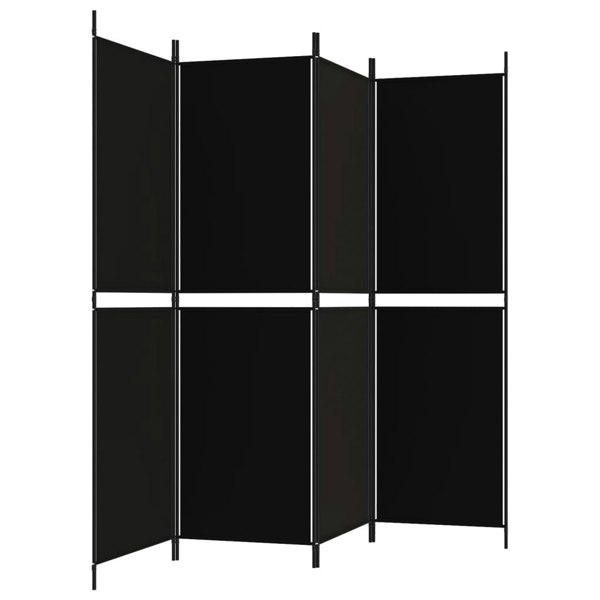 Berkfield 4-Panel Room Divider Black 200x180 cm Fabric