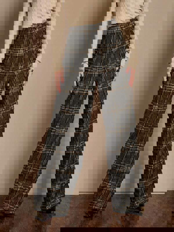 GWD Aimee Brown Check Wide-Leg Trouser