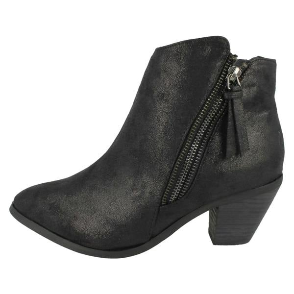 Spot On Ladies Spot On Cowboy Style Ankle Boots with Zip Detail