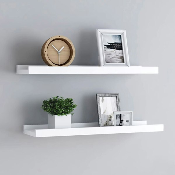 Berkfield Picture Frame Ledge Shelves 2 pcs White 60x9x3 cm MDF