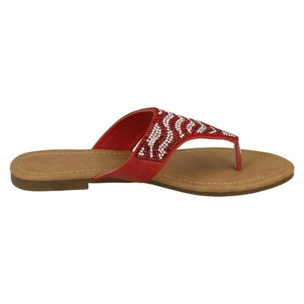 Savannah Ladies Savannah Flat Diamante Toe Post Sandals