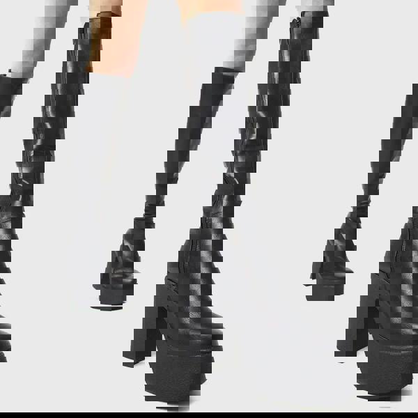 Lamoda Slick Nicks Black PU, Platform Knee High Women Boots Chunky Heel