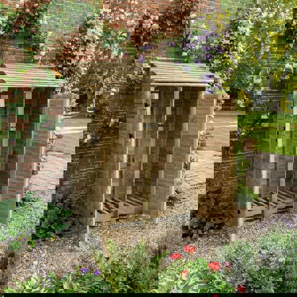 Arbor Garden Solutions Wooden Log Store with Door W-146cm, H-126cm or 180cm, D-88cm