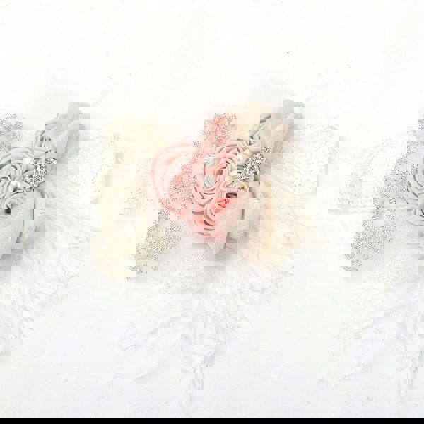 blush colour rosettes head piece