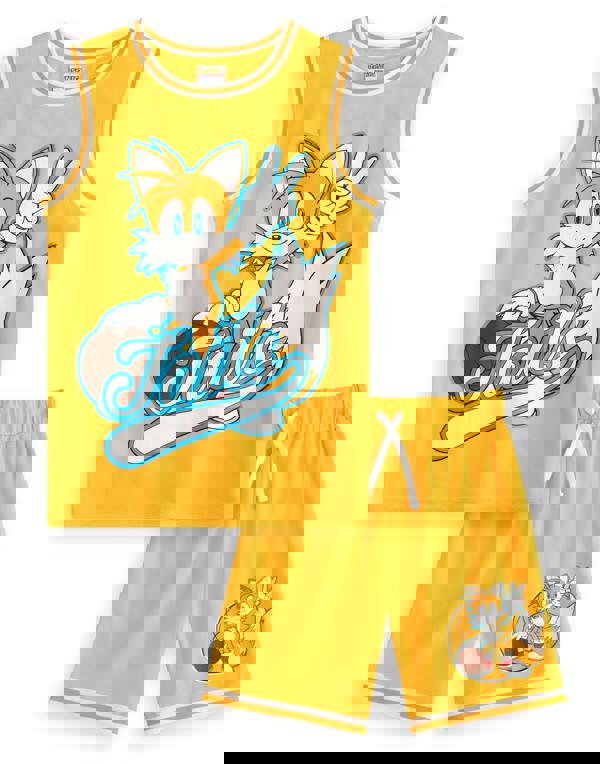 Sonic the Hedgehog Boys Yellow Tails 2 Piece Basketball Set