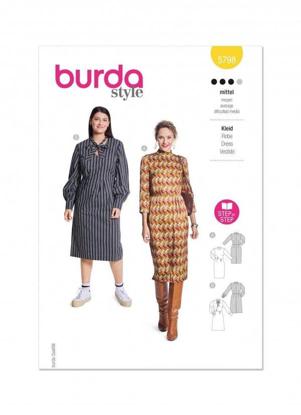 Burda Sewing Pattern 5798 Dresses For Women, 10-22 (36-48) - Intermediate