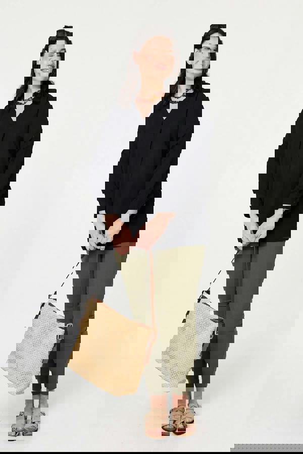 Black | Curve Lace Back Long Sleeve Relaxed Top