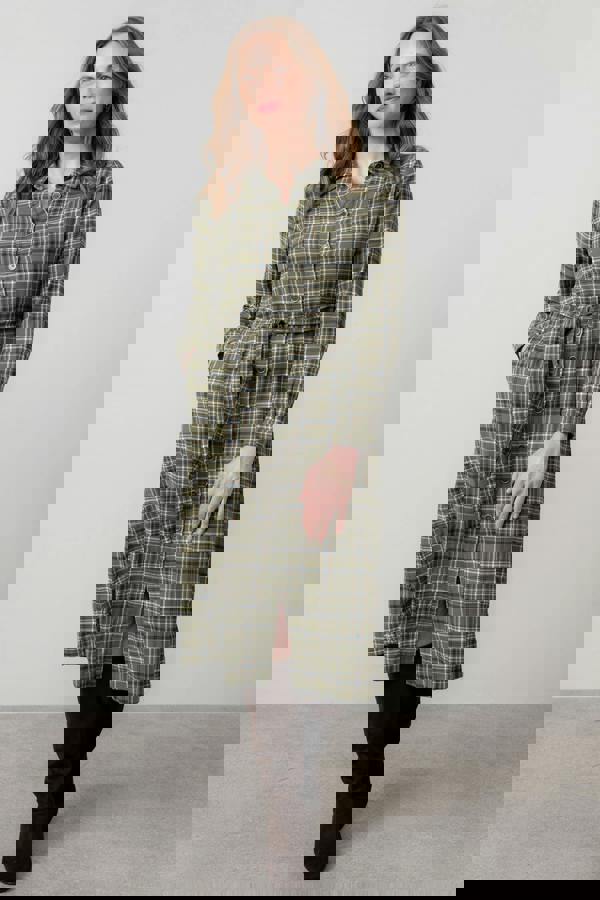 Lily & Me Anya Organic Brushed Cotton Midi Shirt Dress Multicoloured