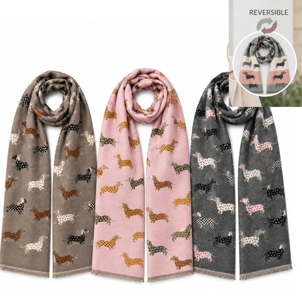 Love EMVY Reversible Dachshund Dog Print Scarf Shawl