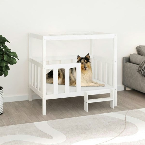 Berkfield Dog Bed White 105.5x83.5x100 cm Solid Wood Pine