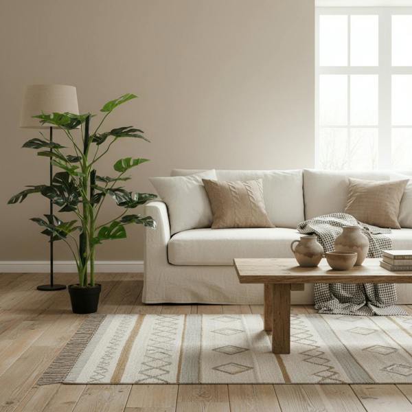 Wyld Haus Nalale Lumo Set Of 2 Artificial Monstera Style Trees With Cheese Leaf Design And Pots