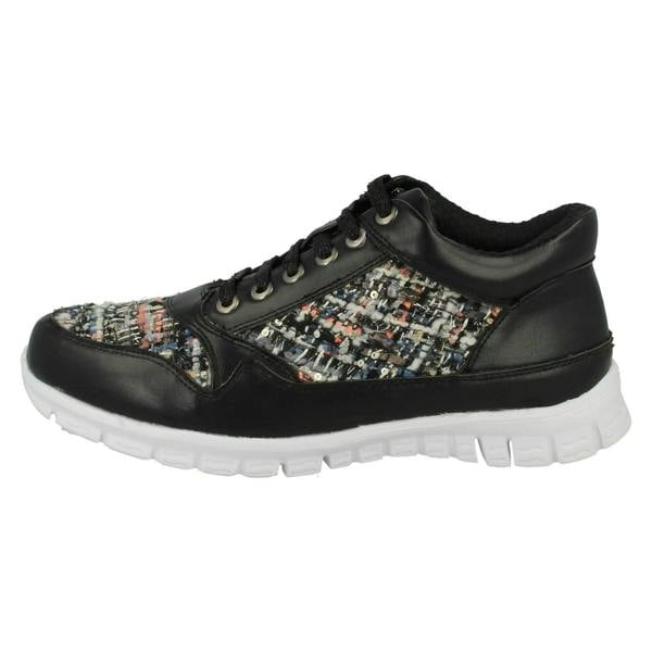 Ladies Waves Casual Lace Up Textile Trainers - F80101