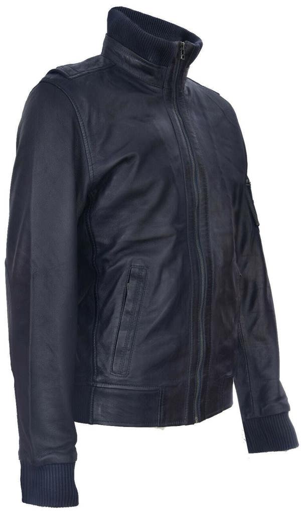 Infinity Leather Mens Leather Varsity Bomber Jacket-Adana