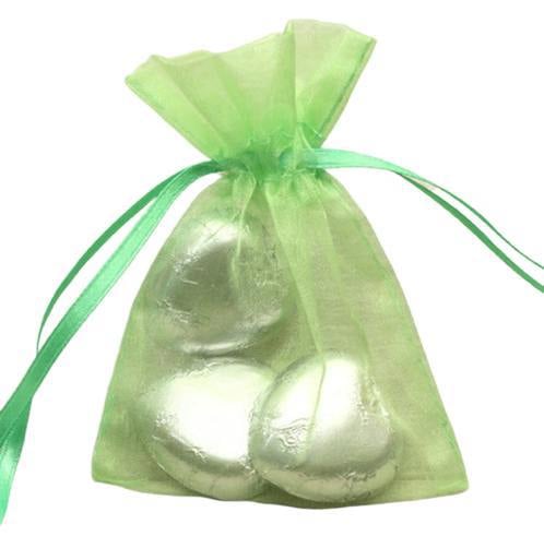 Shatchi 15cm Green Organza Gift Bags, 10 Pack Drawstring Pouches for Favours and Treats