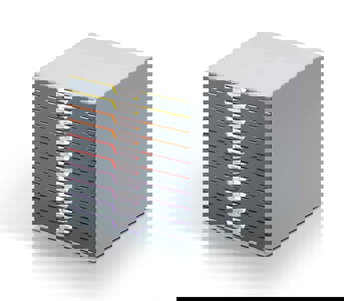 Durable VARICOLOR Desktop Organiser 10 Drawer Colour Coded Modular Storage | A4+