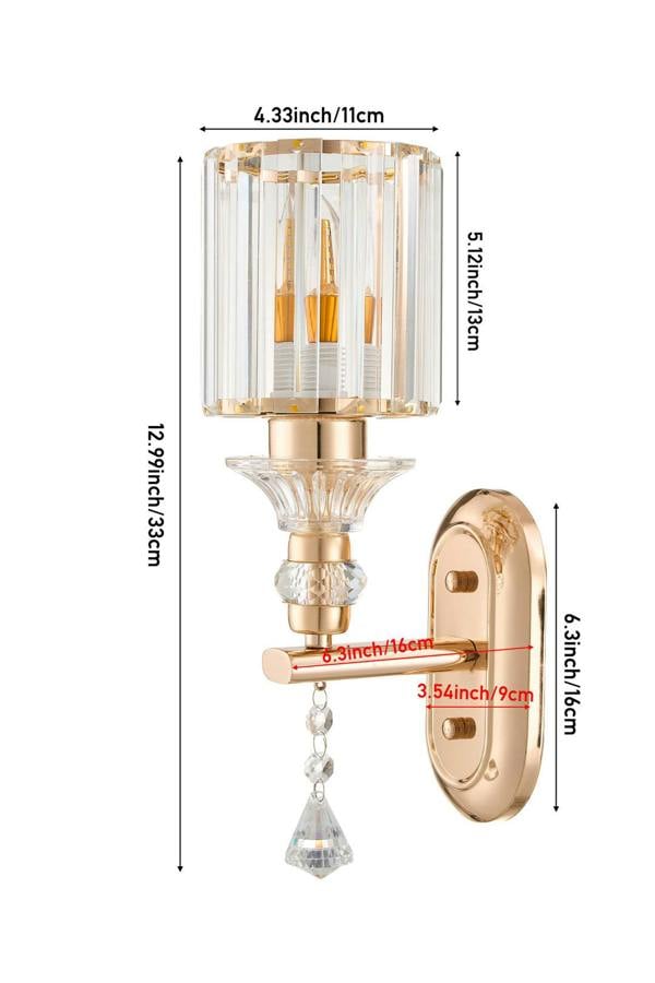 Living and Home E27 Crystal Wall Light Fixture Decor