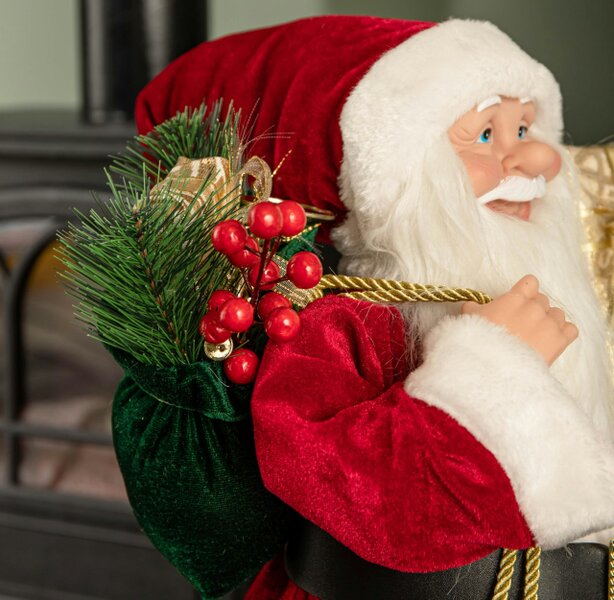 Samuel Alexander 60cm Red Standing Santa with Gift Sack Christmas Indoor Decoration