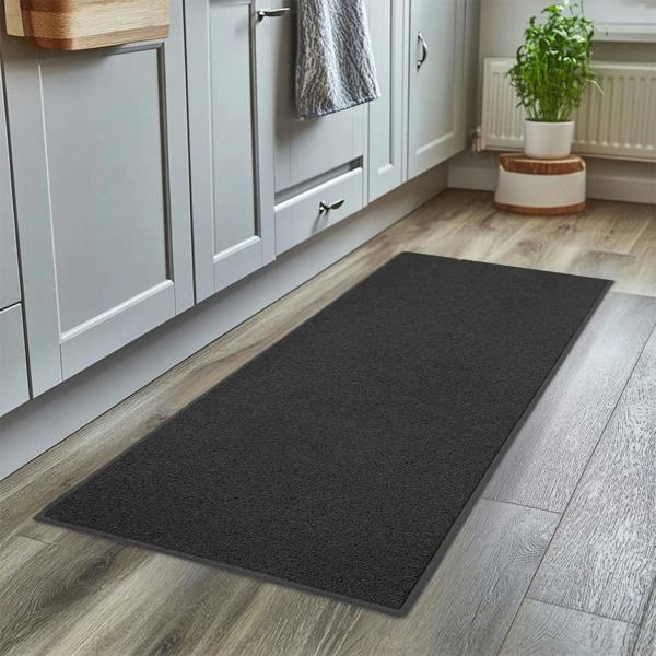 Nicoman Spaghetti Kitchen Hallway Washable Runner 150cm x 60cm - Black