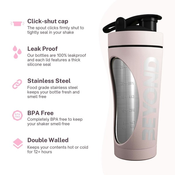 Beyond Shakers 735ml Protein Shaker Bottle - Rose Gold/Pink