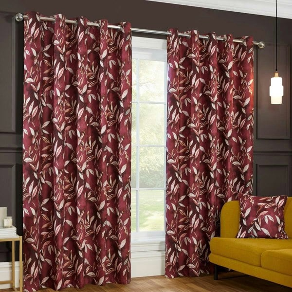 Sundour Madrid Wine Blackout Ready Made Eyelet Curtains