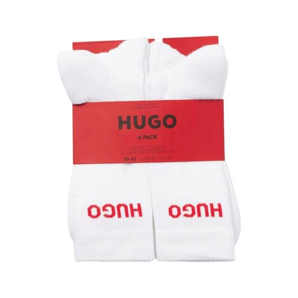 Hugo Unisex Adult Mid Cut Socks (Pack of 6) - White - 