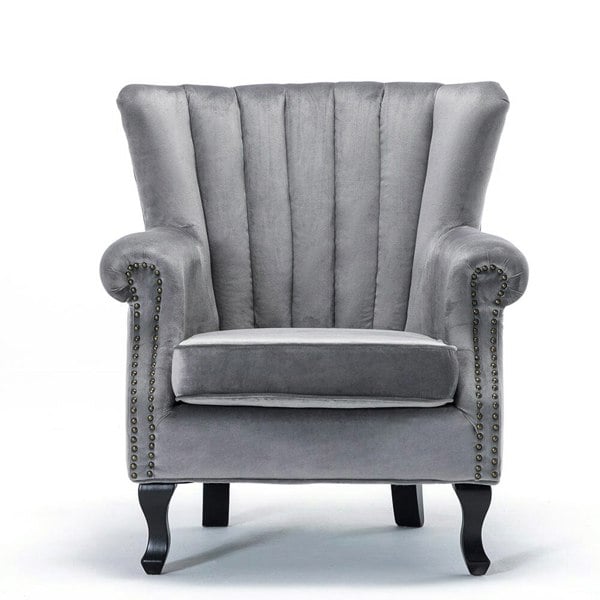 Blue Velvet Wingback Chair Upholstered Armchair Wingback Chairs Living and Home