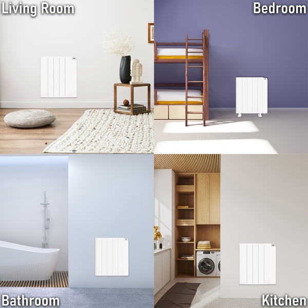 MYLEK Electric Radiator Panel Heater WIFI Smart APP Eco 1000W Bathroom Safe Wall Mounted Timer Thermostat