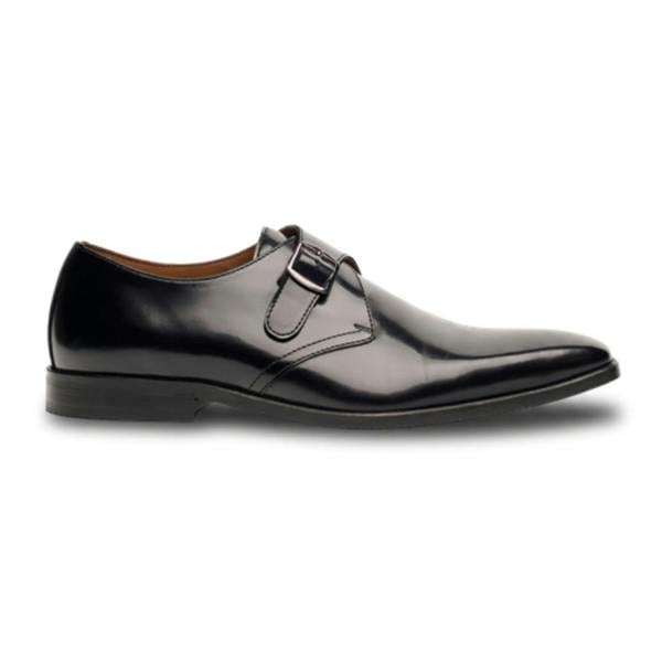 House Of Cavani Romero - Men's Black Single Monk Strap Polished Shoes