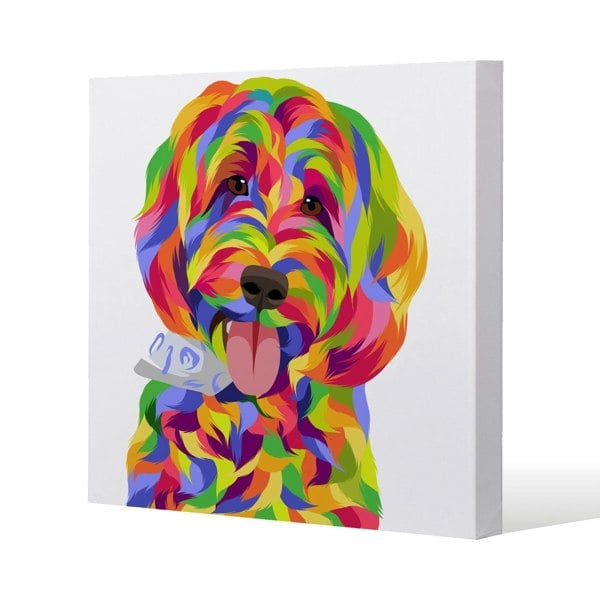 Benjamin Tate Design Animal Dog Illustration Pop Art Slim Style Canvas Print  30x30cm , 15mm Slim Real wood.